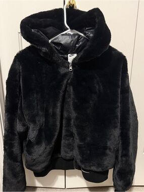 Nike Black Plush Hooded Zip-Up Jacket